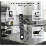 DC-ELEKTRO Viko Multi-Let 6 Lı (1-15 Metre Arası) 3x2.5 Anahtarlı Çocuk Korumali % Yüz Tam Bakır Ttr Kablolu Uzatma Seyyar (Markanin Özel Üretimi Orijinal Tse Fişli Bakir Kablolu) - Siyah - 3 METRE