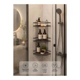 DCA SUPPLY STORE Premium Siyah Mat 3 Katlı Banyo Köşe Rafı - Paslanmaz Şampuanlık Ve Banyo Köşeliği