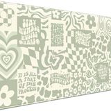 DCJJM Boho Estetik Masa Matı Bej Retro Hippi Boho XXL Büyük Genişletilmiş Oyun Yeşil Adaçayı Mouse Pad Kadın Oyuncu Kız Çalışma Ofis Bilgisayar Masa Mat Mousepad Dizüstü Bilgisayar Klavye Mat Masa Pedi 80 x