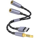 DCNETWORK Kulaklık 3,5 mm, Naylon Örgülü Uzatma Kablosu Ses Stereo Y Bölücü, 2IN1 USB-C ve 3.5MM Erkek - 2 Bağlantı Noktaları Telefon, PS4, Anahtar, Tabletler ve Daha Fazlası için 3.5mm Dişi Kulaklık