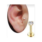 DCPİERCİNG Cerrahi Çelik Zirkon Kristal 2.5mm X 6mm X 1.2mm Altın Labret Piercing