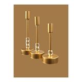DD Avize Üçlü Metal Mumluk Gold Boyalı Altın