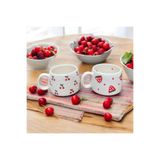 DDHANDMADE 2li El Yapımı Seramik Çay Kahve Kupası Türk Kahvesi Fincanı Kupa Çilek Kiraz Hediye Kadınlar Günü