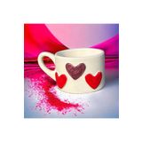 DDHANDMADE El Yapımı Kalpli Aşk Seramik Çay Kahve Kupası Dbl Türk Kahvesi Fincanı , Kupa Mug Çeyizlik Hediyelik