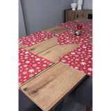 DDHOME Astarli Supla & Pvc Runner 7 Parça Set Kırmızı Kar Desen