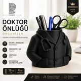 Ddm Global Doktor Önlüğü Kalemlik Organizer Siyah – Doktor Temalı Masaüstü Kalem ve Aksesuar Düzenleyici – Şık Dekoratif Hediye