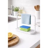 Ddm Global Modern Mutfak Süngerlik ve Bez Askılığı, Tezgah Üstü Düzenleyici Stand (22X22,5X9 Cm) - Beyaz