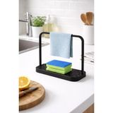 Ddm Global Modern Mutfak Süngerlik ve Bez Askılığı, Tezgah Üstü Düzenleyici Stand (22X22,5X9 Cm) - Siyah