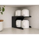 Ddm Global Mutfak Dolap Içi Kupa Organizer Rafı 2 Katlı – Bardak Düzenleyici Stand (12X21X13 Cm) - Siyah