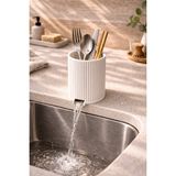 Ddm Global Su Tahliyeli Organizer – Lavabo Üstü Çatal Kaşık Kurutmalık & Diş Fırçalık | Mutfak ve Banyo Düzenleyici (10X8) - Beyaz