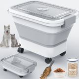 DDMOMMY 23 lb Kedi Maması Konteyner, Hava Geçirmez Kapaklı Katlanabilir Evcil Hayvan Maması Depolama, Evcil Hayvan Yemi Kepçesi ve Silikon Köpek Kasesi, Köpek Maması Saklama Kabı Köpek, Kediler ve
