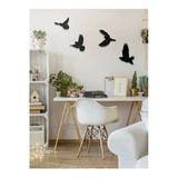 Ddpest Dekoratif Modern Dörtlü Kuş Duvar Süsü Ahşap Sticker-Lw
