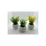 Ddtrend Beton Saksıda 3 Lü Set Yapay Çiçek Bitki , Gerçek Taş Yosunlu Ddbs-01