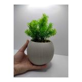Ddtrend Mini Bej Saksıda Çim Yeşili Yapay Bitki Garnitür Taş Yosunlu Dekoratif Banyo Mutfak Masa Çiçeği