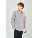 De Leone Erkek Slim Fit Ekoseli Uzun Kollu %100 Pamuk Gömlek 2060 Kahverengi