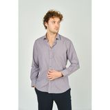 De Leone Erkek Slim Fit Ekoseli Uzun Kollu %100 Pamuk Gömlek 2062 Kahverengi - XL