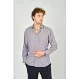 De Leone Erkek Slim Fit Ekoseli Uzun Kollu %100 Pamuk Gömlek 2062 Kahverengi