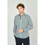 De Leone Erkek Slim Fit Kareli Uzun Kollu Pamuk Gömlek 2240 Yeşil