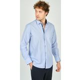 De Leone Erkek Slim Fit Uzun Kollu %100 Pamuk Gömlek 2008 Açık Mavi