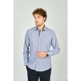 De Leone Erkek Slim Fit Uzun Kollu %100 Pamuk Gömlek 2008 Mavi - XL