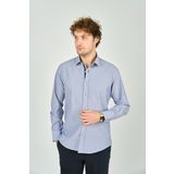 De Leone Erkek Slim Fit Uzun Kollu %100 Pamuk Gömlek 2008 Mavi