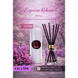 De Parfum Erguvan Çiçeği Kokulu Oda Kokusu 1 Litre Yedek Dolum Şişesi + 115 ml Cam Şişe ve Bambu Çubuk