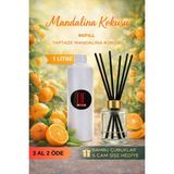 De Parfum Fresh Mandalina Kokulu Oda Kokusu 1 Litre Yedek Dolum Şişesi + 115 ml Cam Şişe ve Bambu Çubuk