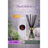 De Parfum Paçuli Kokulu Oda Kokusu 1 Litre Yedek Dolum Şişesi + 115 ml Cam Şişe ve Bambu Çubuk