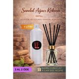 De Parfum Sandal Ağacı Kokulu Oda Kokusu 1 Litre Yedek Dolum Şişesi + 100 ml Cam Şişe ve Bambu Çubuk
