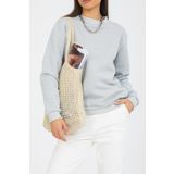 Deafox Açık Gri Bisiklet Yaka Kadın Sweatshirt