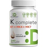 DEAL SUPPLEMENT Premium K Complete - High Potency Vitamin K1, K2 MK-7 & MK-4 Complex, 240 Coconut Oil Infused Softgels - Full Spectrum Triple Vitamin K, Optimal Bone & Heart Health Support