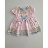 Dealdrof Bebe Yaka Dantelli Elbise - 9 - 12 Ay - Açık Pembe - Açık Mavi