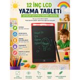 Deanb 12 Inç LCD Yazı Tahtası Dijital Çizim Tableti Grafik Çizim Eğitim ve Not Alma Tableti - Kırmızı