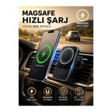 DEANB 15W MagSafe Kablosuz Şarjlı Araç İçi Telefon Tutucu Manyetik Hızlı Şarj Havalandırma 2in1