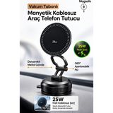 Deanb 25W Hızlı Şarjlı Mıknatıslı Vakumlu Araç Içi Telefon Tutucu Katlanabilir Araba Telefon Tutacağı - Siyah