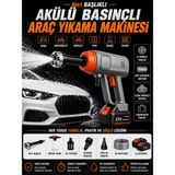 Deanb 335PSI Basınçlı Araç Yıkama Makinesi 21V 18000RPM 25000mAh Çift Batarya Çantalı Oto Motosiklet Bahçe Havuz - 335 PSI ARAÇ YIKAMA MAKİNASI