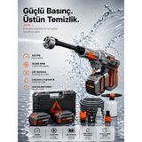 Deanb 435PSI Basınçlı Araç Yıkama Makinesi 57500mAh Çift Batarya 18000RPM Şarjlı Çantalı Oto Motosiklet Bahçe Havuz - 260W YIKAMA MAKİNASI