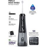 Deanb Ipx7 Ağız Duşu 320ML 5 Başlık 4 Mod 20-140 Psı Şarjlı Diş Temizleme Oral Irrigator Beyaz - Siyah