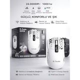 Deanb Kablosuz Oyuncu Mouse 24000 Dpı 1000Hz Rgb Şarj Istasyonlu Dijital Göstergeli Gaming Mouse - Beyaz