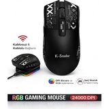 Deanb Kablosuz Oyuncu Mouse 24000 Dpı 1000Hz Rgb Şarj Istasyonlu Dijital Göstergeli Gaming Mouse - Siyah