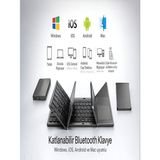 Deanb Şarjlı Kablosuz Bluetooth Katlanabilir Touchpad Klavye | Titanyum, MacBook Tablet Telefon Tv Uyumlu - Siyah