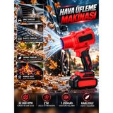 Deanb Turbo Hava Üfleme Makinesi 32000 Rpm 21V 1200MAH Akülü Kurutucu Güçlü Hava Üfleyici - Kırmızı