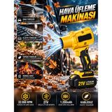 Deanb Turbo Hava Üfleme Makinesi 32000 Rpm 21V 1200MAH Akülü Kurutucu Güçlü Hava Üfleyici - Sarı