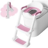 Deanic Çocuk Klozet Adaptörü Merdivenli, Pu Pedli, Kaymaz, 1- 7 Yaş, 38- 47 cm Uyumlu - Pembe - Tek Ebat