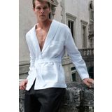 Dear Deer %100 Keten Beyaz Suit Blazer Ceket