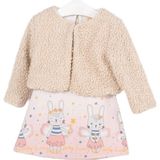 Dear Enika Bupperkids Kız Bebek Sihirli Tavşan Desenli Bebek Yelekli Elbise Takım - 2 Yaş - Pembe