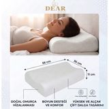 Dear Visco Boyun Destekleyici Kavisli Ortopedik Yastık Visco Boyun Yastığı Memory Foam Vücut Şeklini Alan Yastık 56*36*11/8 cm - 56 x 36 x 11 x 7 cm - Beyaz