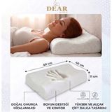 Dear Visco Mega Boy Destekleyici Kavisli Ortopedik Yastık Visco Boyun Yastığı Memory Foam Vücut Şeklini Alan Yastık 60*40*11/8 cm - 60 x 40 cm - Beyaz