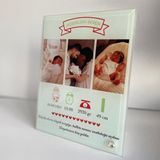Dearens 3 Fotoğraf Ve Mesajlı Bebek Doğum Cam Çerçeve Beyaz 18x23 cm