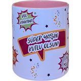 Dearenscom Doğum Günü Dilekleri Pembe Doğum Günü Kupası - 300 ml
